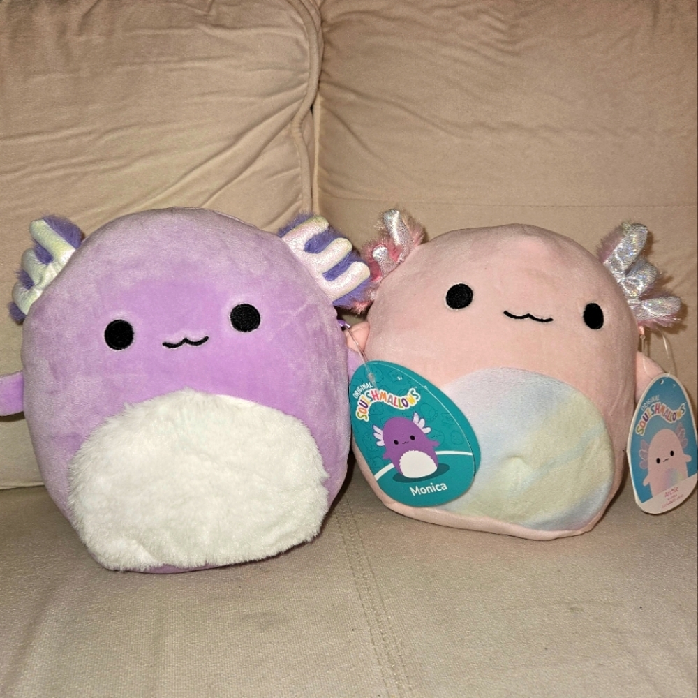 Squishmallows Axolotl Plush Set - Purple and Pink